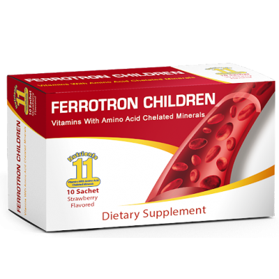 Ferrotron Children ( Iron + Zinc + Copper + Molybdenum + Vitamins B1 B2 B6 B12 + Folic acid + Vitamin C + Biotin ) 10 sachets